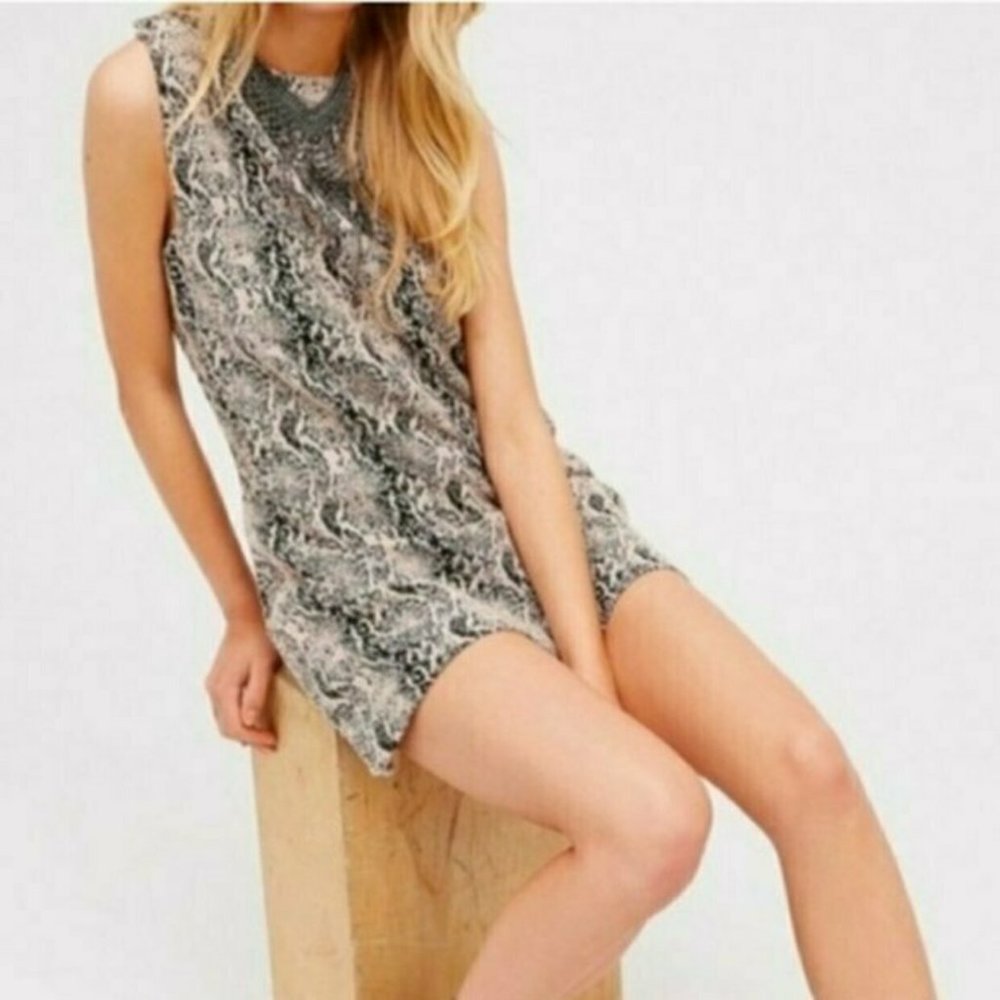 Free People Snakeskin Print A-Line Mini Dress Size 0 NWOT